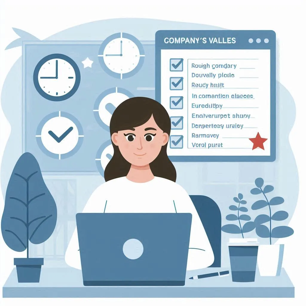 Example of researching a company's values