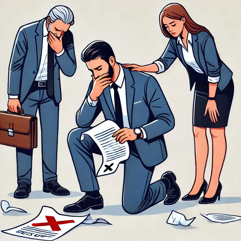 Professionista che riflette su un errore commesso e sulla lezione imparata