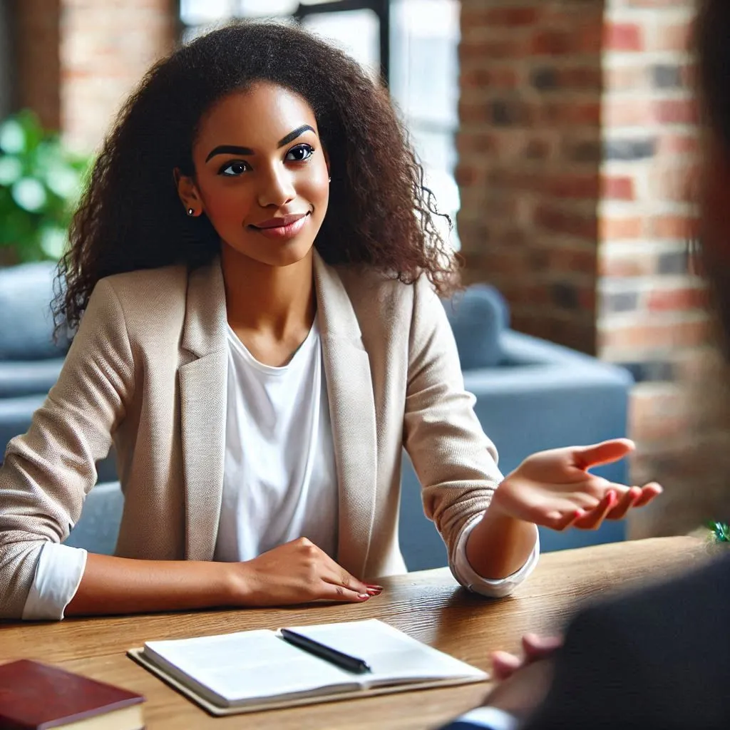 Recrutador anotando competências durante uma entrevista estruturada