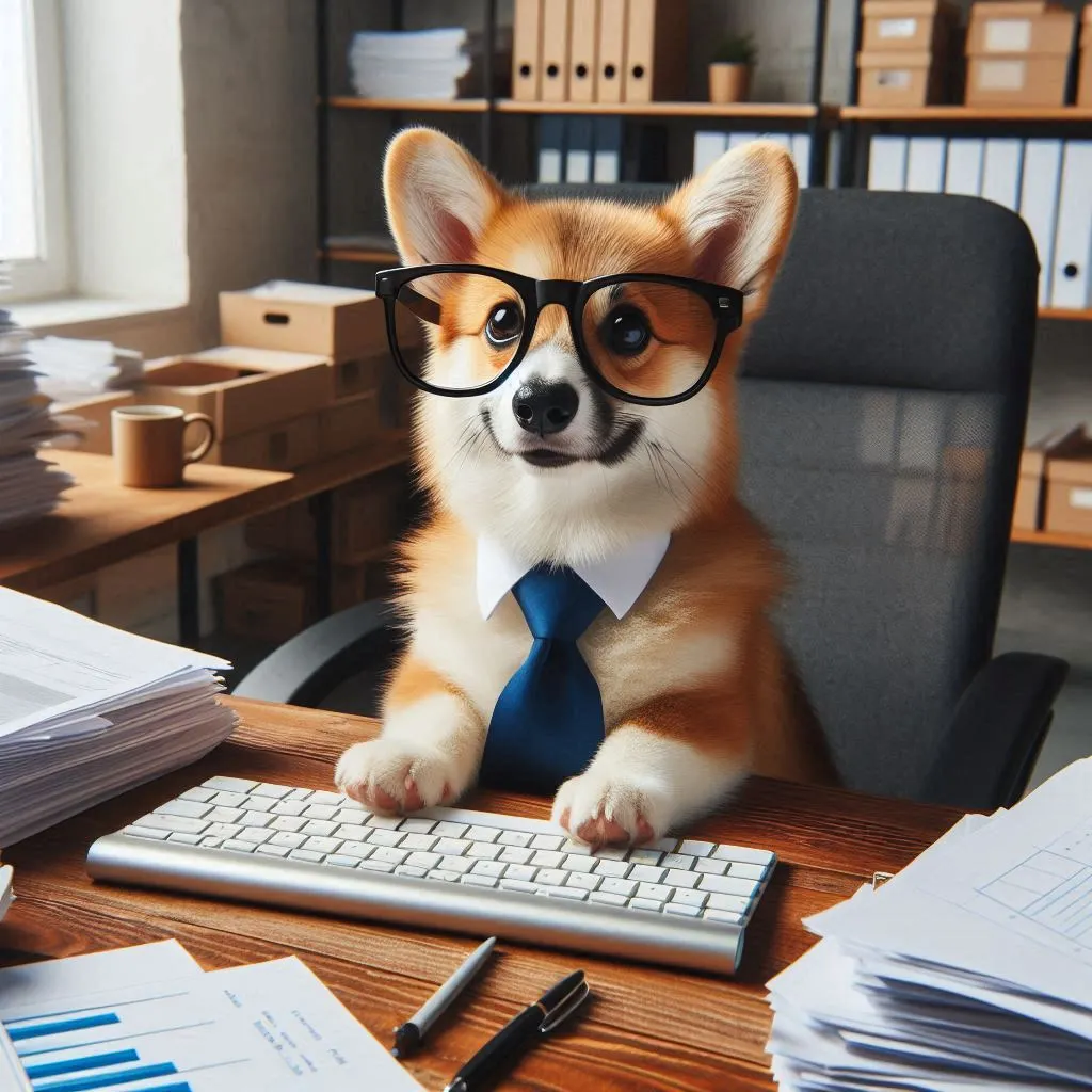 Cachorro corgi simpático, ilustrando a pergunta do animal na entrevista